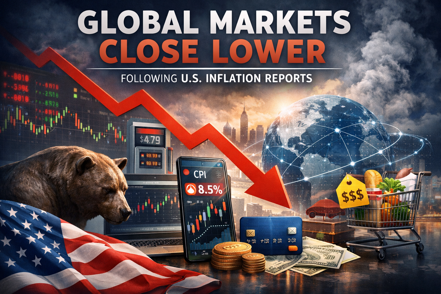 Global Markets Close Lower Following U.S. Inflation Reports